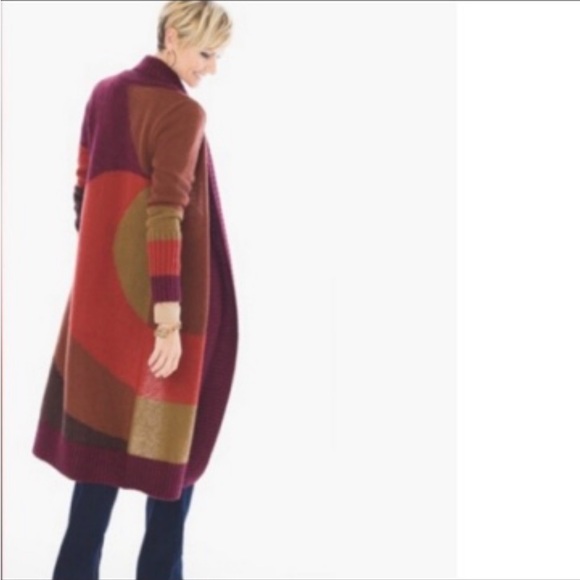 CHICO'S COLOR BLOCK LONG CARDIGAN - Picture 6 of 14